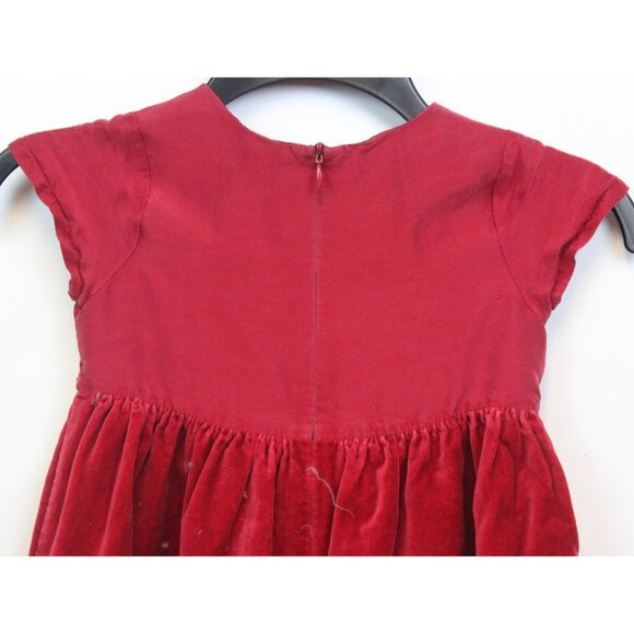 2003 Gymboree Holiday Magic Red Silk Dress sz 4 Red Bow Velvet Lined Winter - Picture 5 of 7